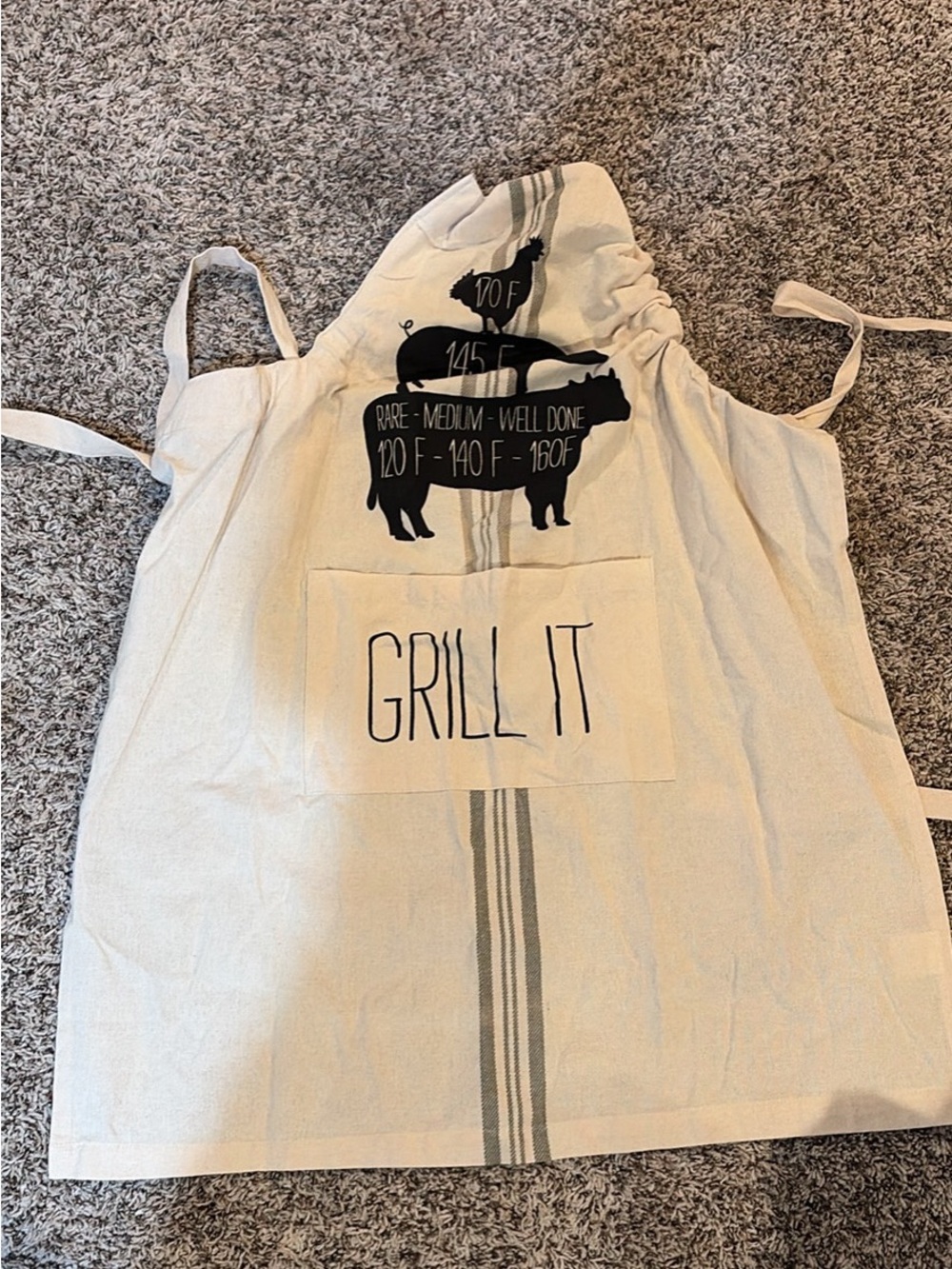Grill It Cotton Kitchen Apron - Cream with Black Print